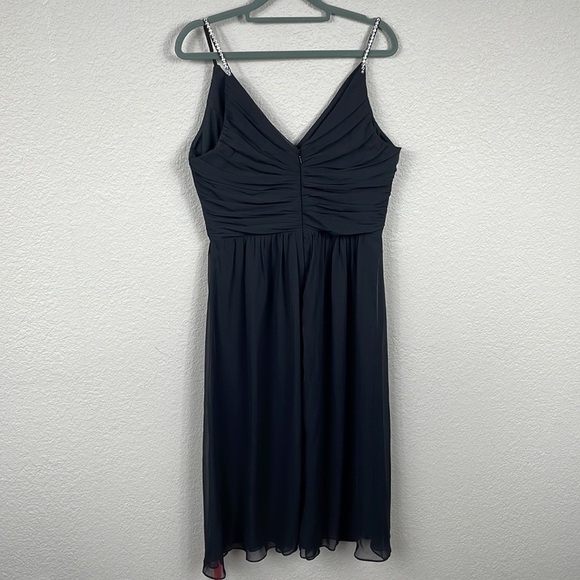 NWT Jenny Packham Chiffon Rhinestone Strap Short Bridesmaid Dress Black JP1024 - Picture 4 of 12